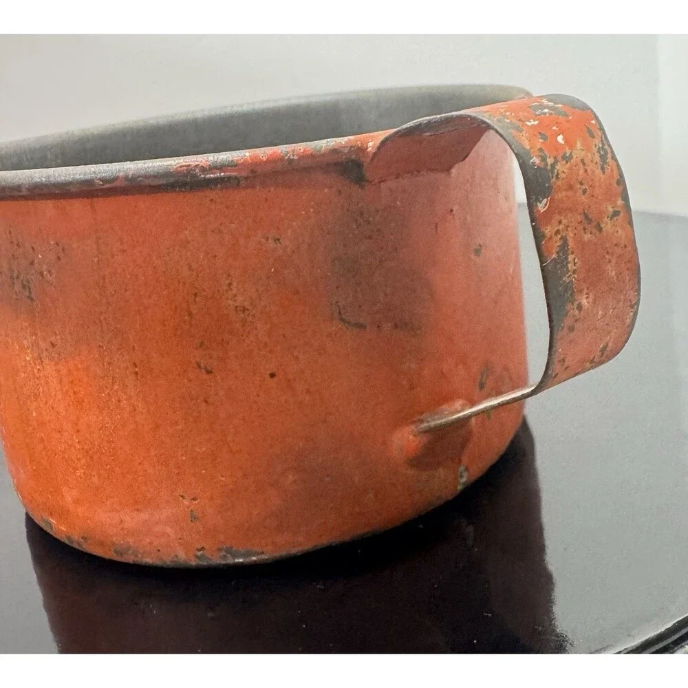 Antique 19th Century Painted Toleware Miniature Tin Mug Measure Primitive AAFA